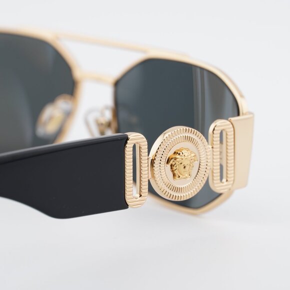 Versace VE2287 100287 Sunglasses Gold Rectangle Frame, Grey Lenses main image 10